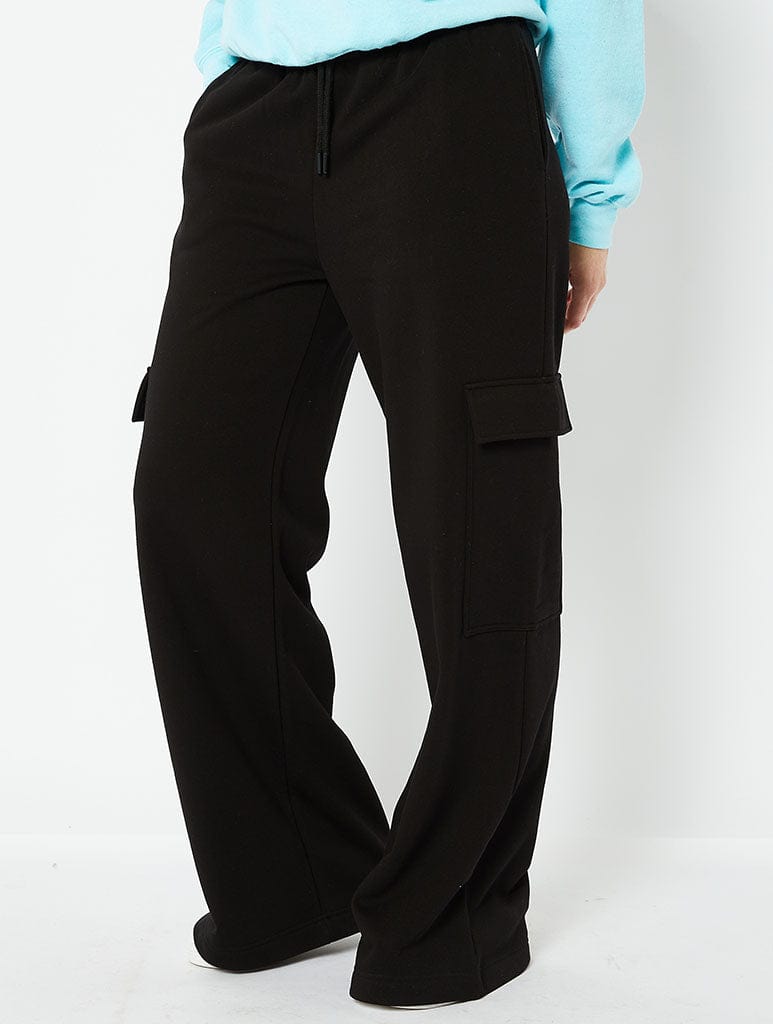 Black Sweat Cargo Pants