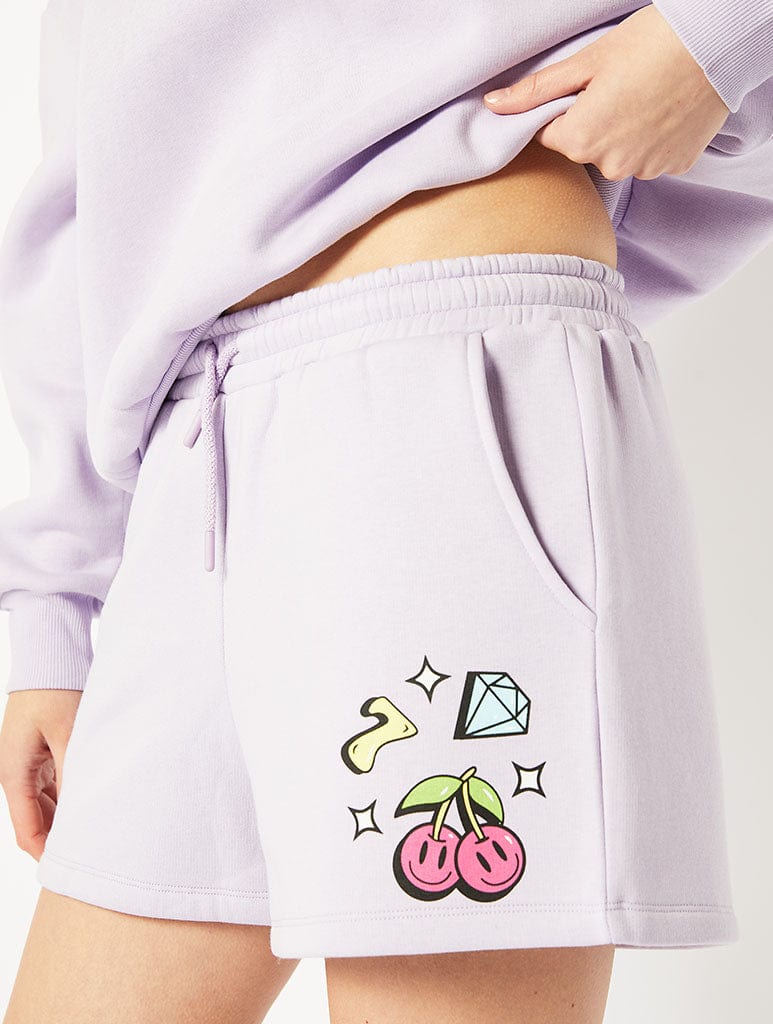 Purple sweat hot sale shorts