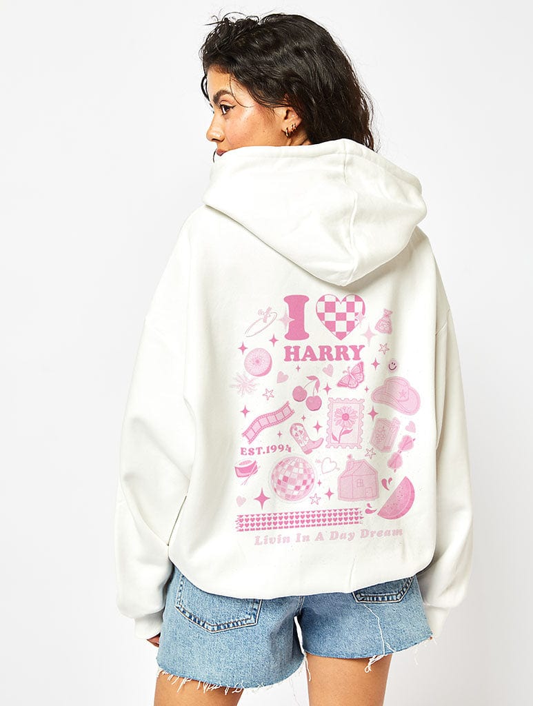 I Heart Harry Hoodie In White Shop Harry Styles Inspired Clothing Skinnydip London