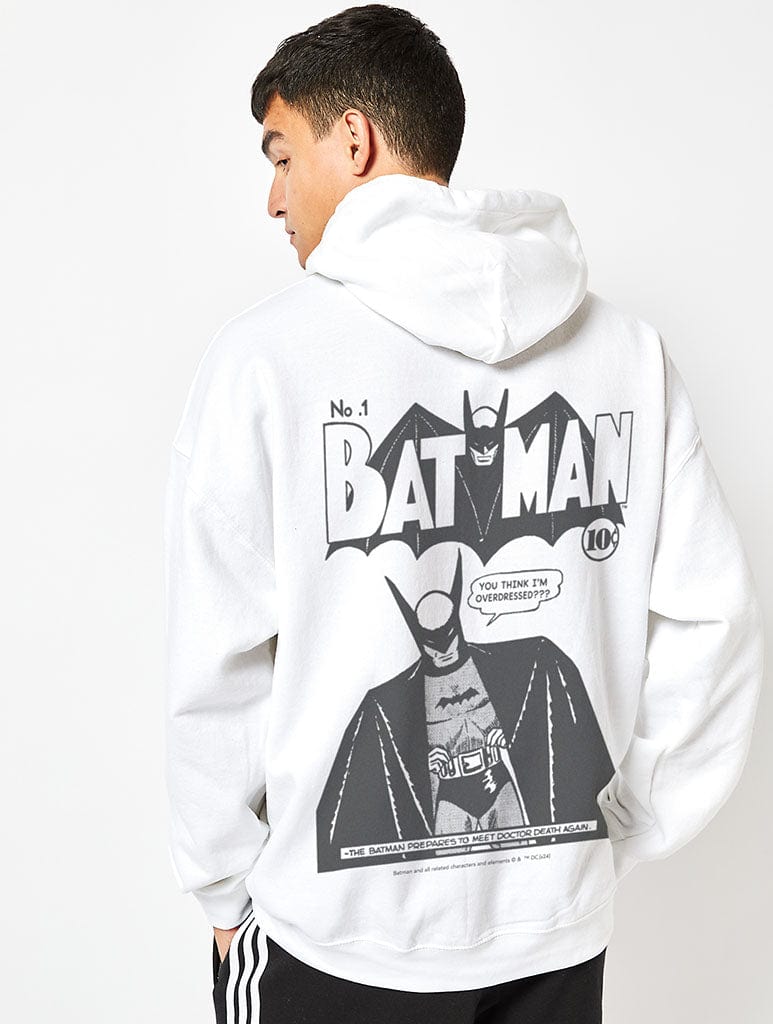 Justice League Batman Hoodie in White DC Comics merchandise for Men Skinnydip London