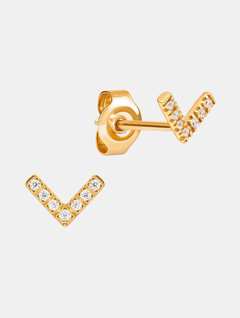 Gold V Shape Earrings V Shaped Stud Earrings Classic 