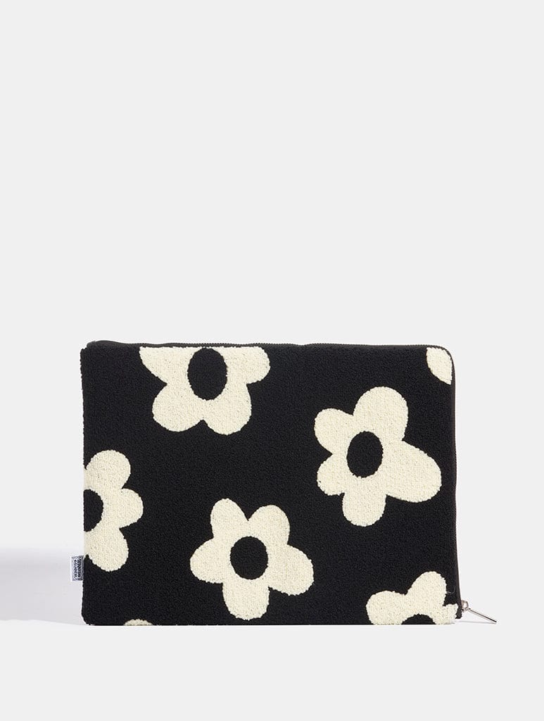 DAISY, white daisy, black laptopsleeve, daisy pattern, cute daisy, lovely, Casual Laptop Case, 13in laptop case, top 15in laptop case