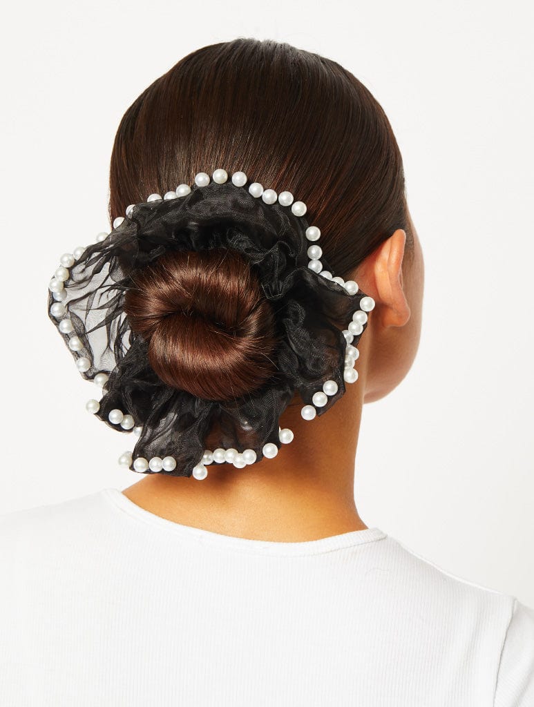 Organza Extra Large Scrunchie With Pearls