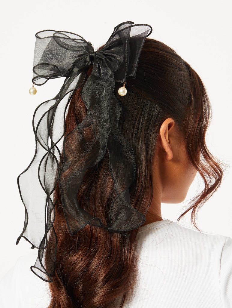 Organza Oversized Bow Hair Clip With Pearls Trending Hair Accessories Skinnydip London 7209