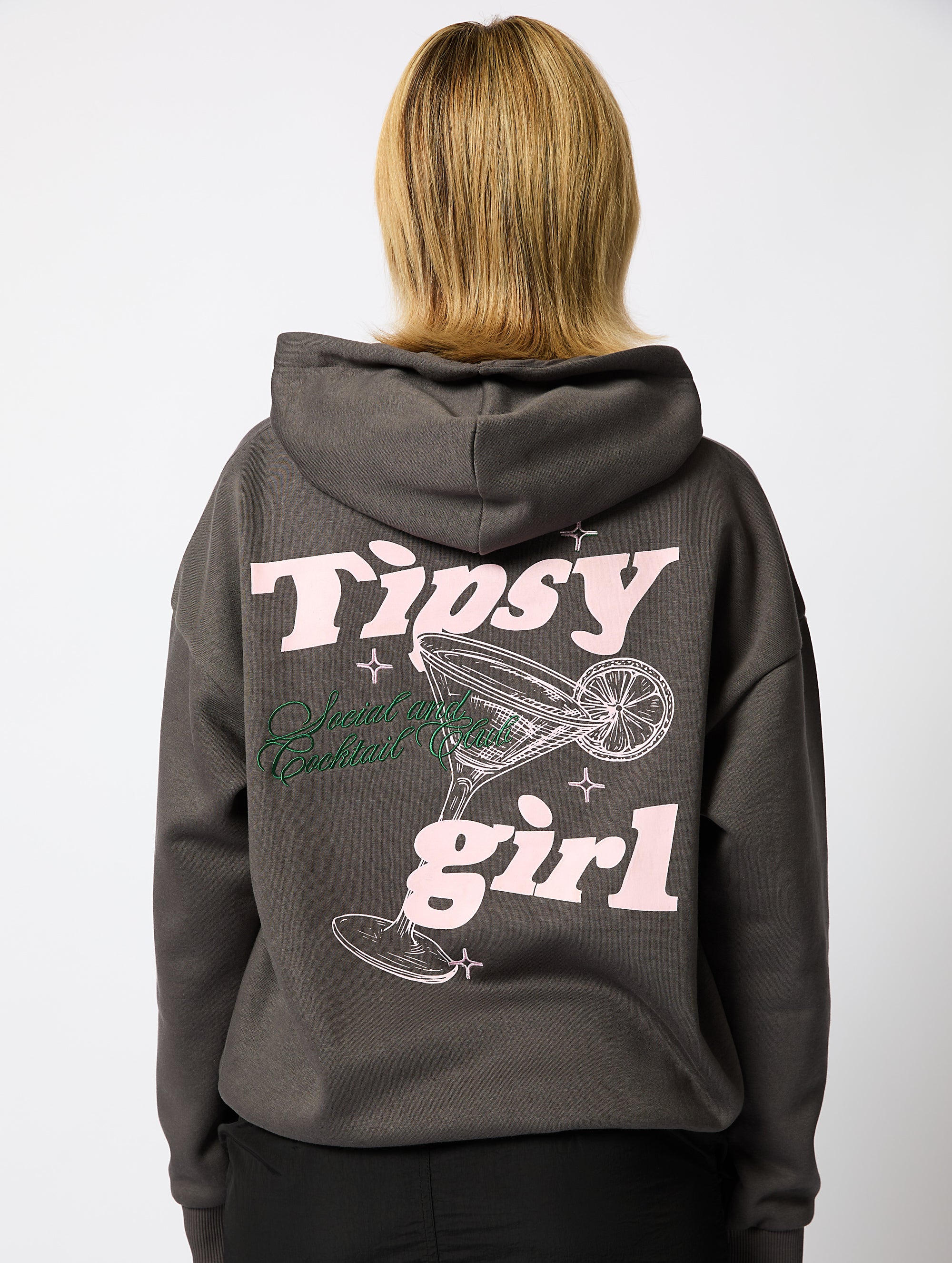 Tipsy Girl Hoodie in Charcoal