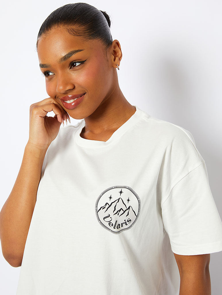 ACOTAR Sticker T-Shirt In Ecru