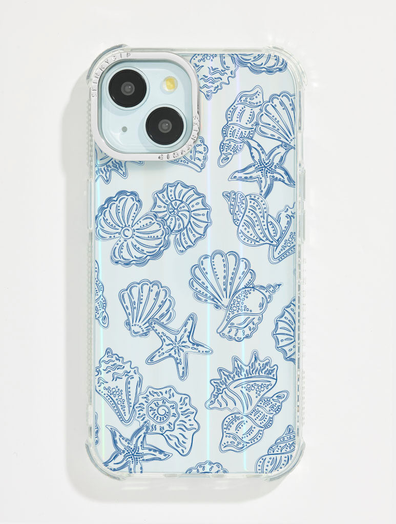 Blue Outline Sea Shells Shock iPhone Case