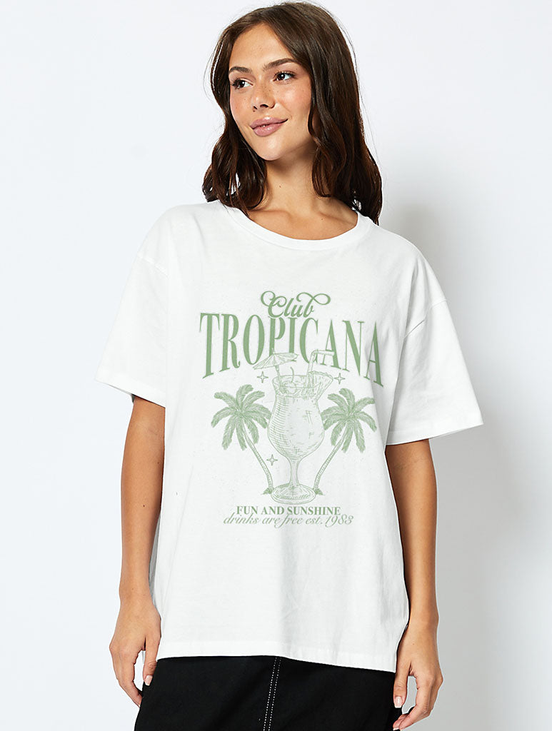 Club Tropicana T-Shirt In Ecru