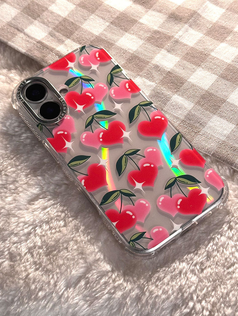 Glowy Cherry Heart Shock iPhone Case