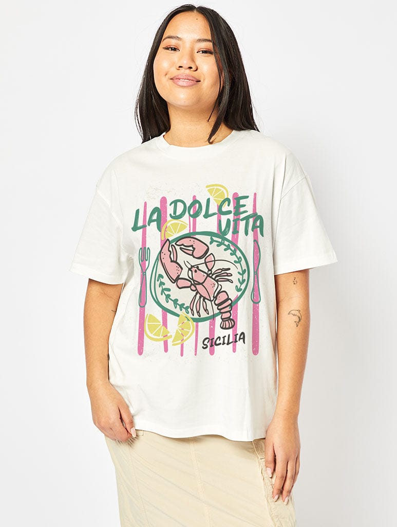 La Dolce Vita Lobster T-Shirt in Ecru