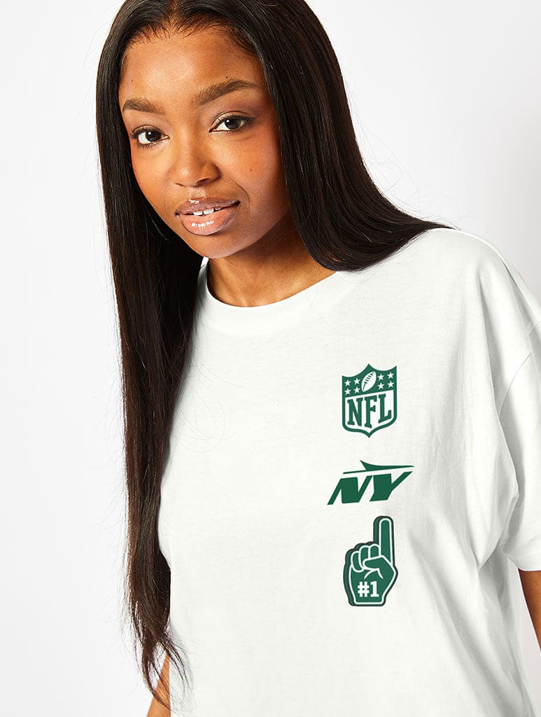 NFL x Skinnydip New York Jets T-Shirt in Ecru