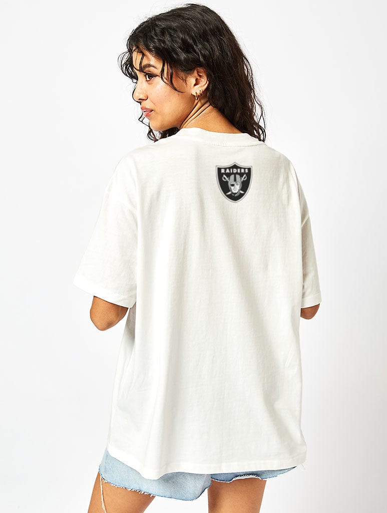 NFL x Skinnydip Raiders T-Shirt in Ecru