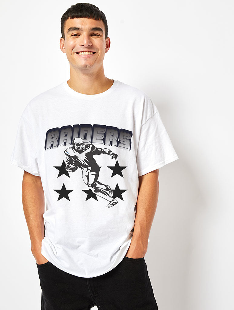 NFL x Skinnydip Raiders Logo T-Shirt in White