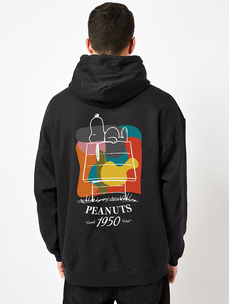 Peanuts x Skinnydip Snoopy Good Grief Hoodie in Black