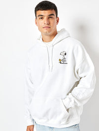 Peanuts x Skinnydip Snoopy Mixed Character Hoodie in Ecru