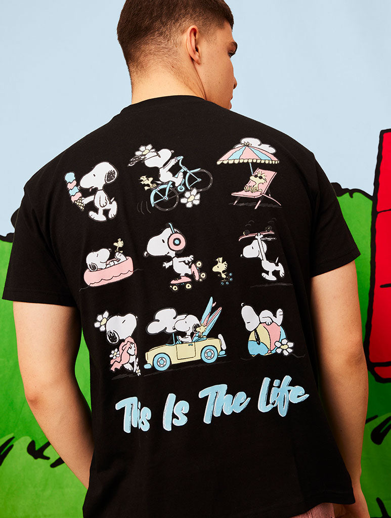 Peanuts x Skinnydip Snoopy This is the Life T-Shirt in Black