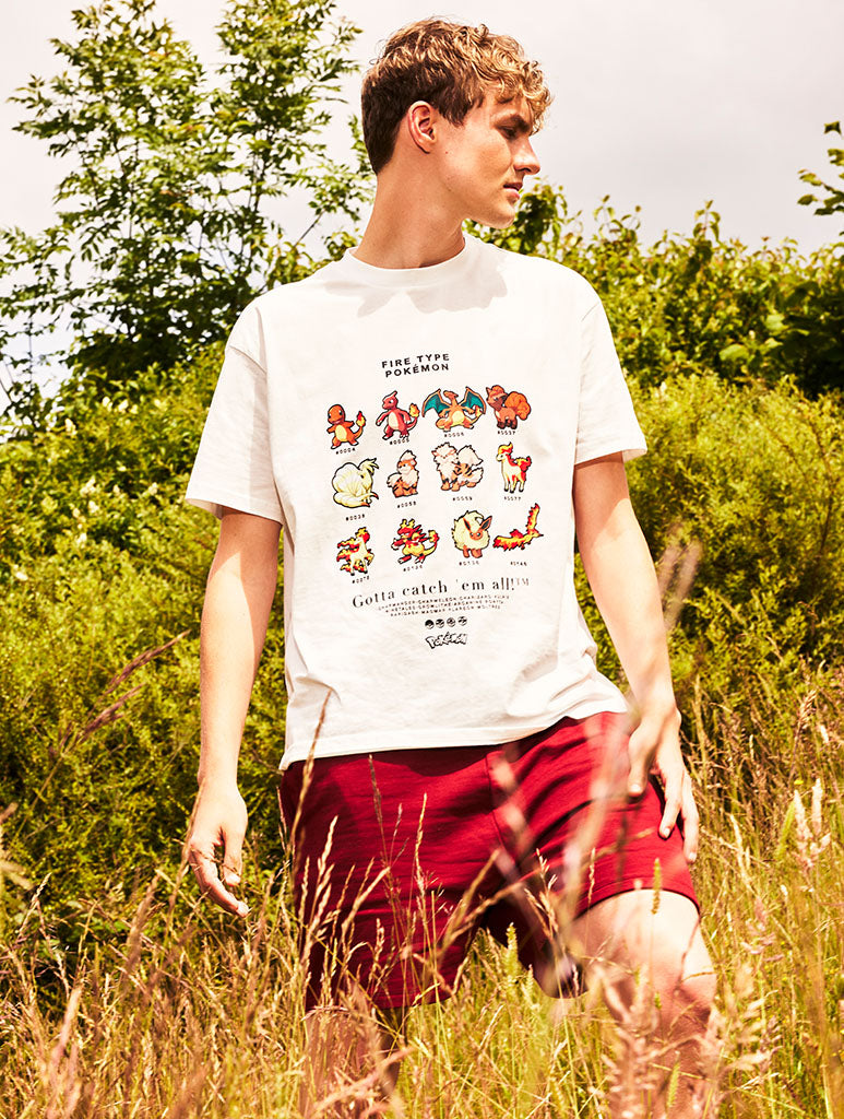 Pokémon Men's Fire Type T-Shirt In White