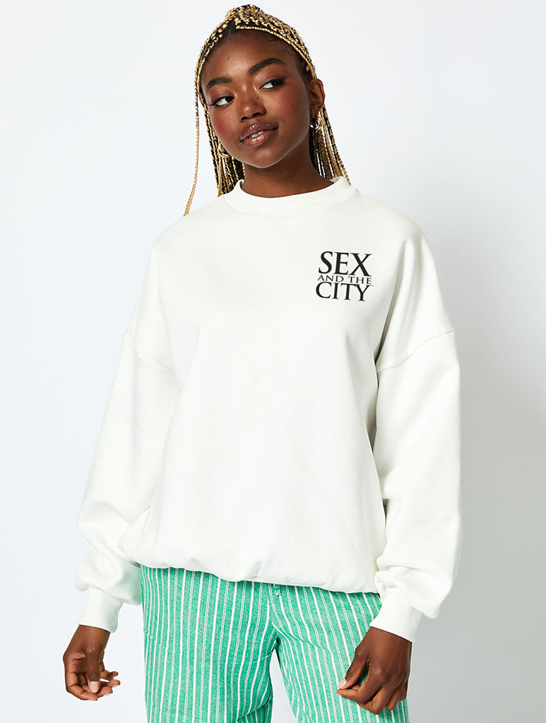 Sex And The City Logo Sweatshirt In Ecru