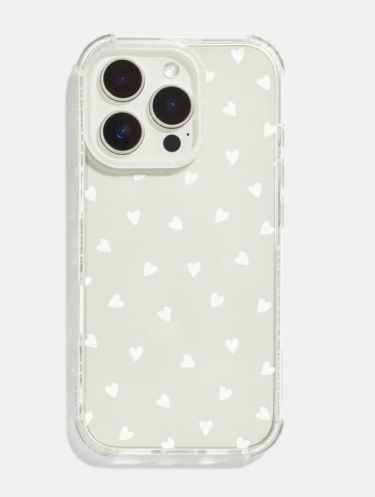 White Ditsy Hearts Shock iPhone Case