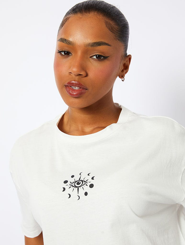 ACOTAR Moon Phase T-Shirt In Ecru Tops & T-Shirts Skinnydip London