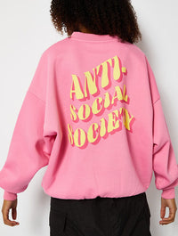 Antisocial Society Oversized Sweatshirt in Pink Hoodies & Sweatshirts Skinnydip London