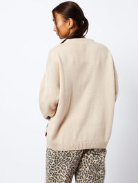 Applique Crochet Cherry Knitted Jumper in Cream Jumpers & Cardigans Skinnydip London