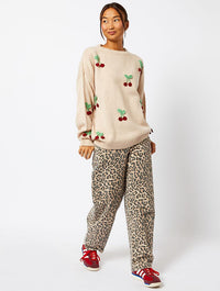 Applique Crochet Cherry Knitted Jumper in Cream Jumpers & Cardigans Skinnydip London