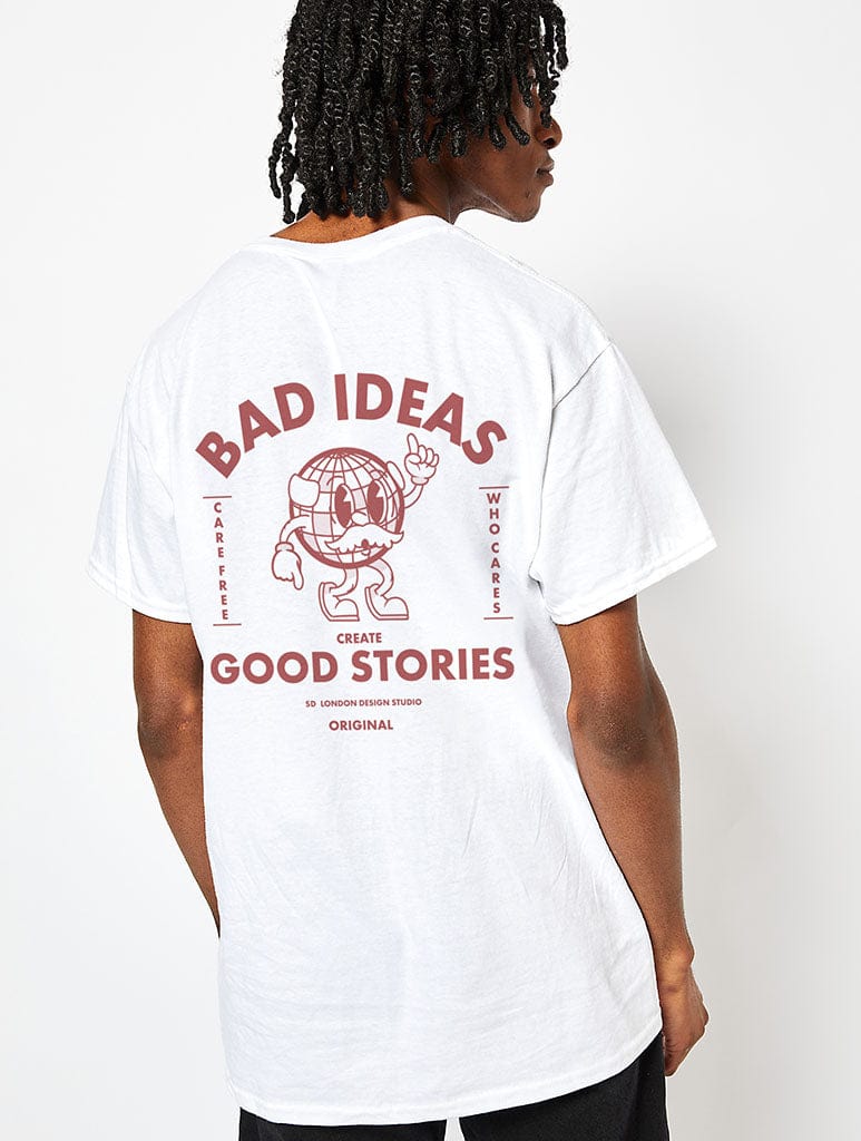 Bad Ideas Right T-Shirt in White Hoodies & Sweatshirts Skinnydip London