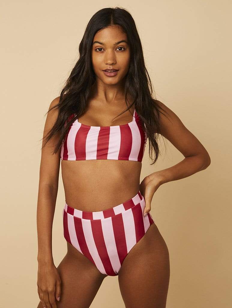 Striped bikini high on sale waisted