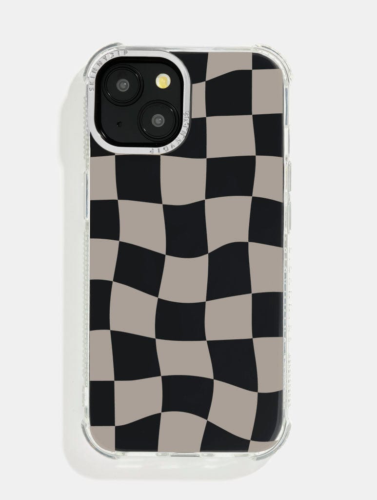 Beige Checkerboard Shock iPhone Case Phone Cases Skinnydip London