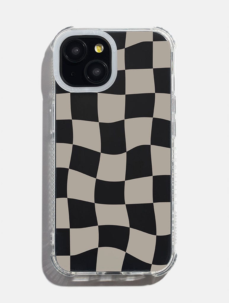 Beige Checkerboard Shock iPhone Case Phone Cases Skinnydip London