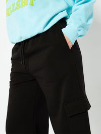 Black Sweat Cargo Pants Bottoms Skinnydip London