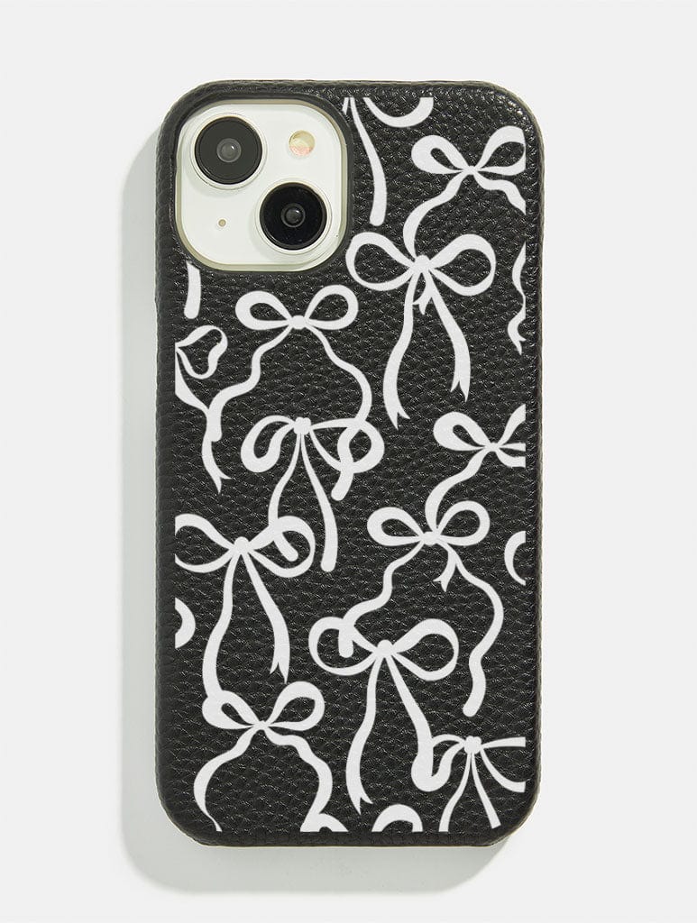 Black White Bows Vegan Leather iPhone Case Phone Cases Skinnydip London