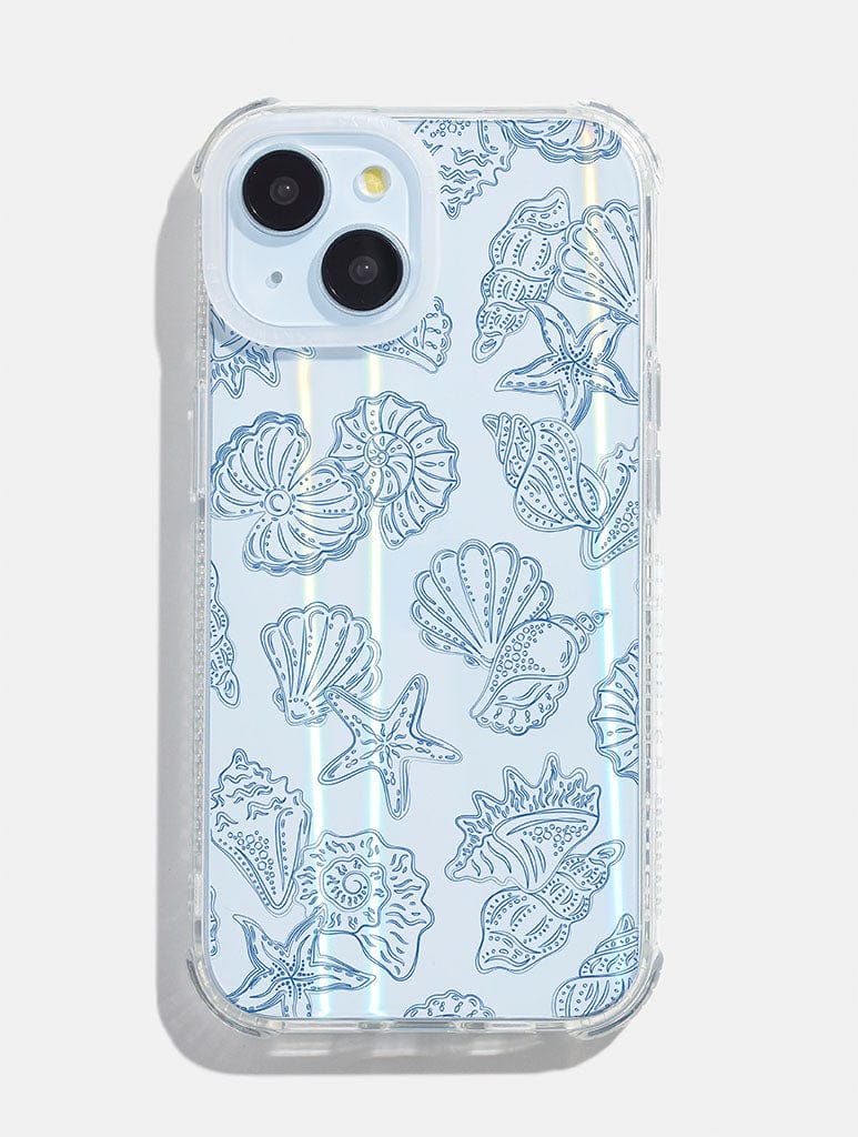 Blue Outline Sea Shells Shock iPhone Case Phone Cases Skinnydip London