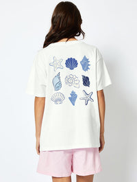 Blue Sea Shells T-Shirt In Ecru Tops & T-Shirts Skinnydip London