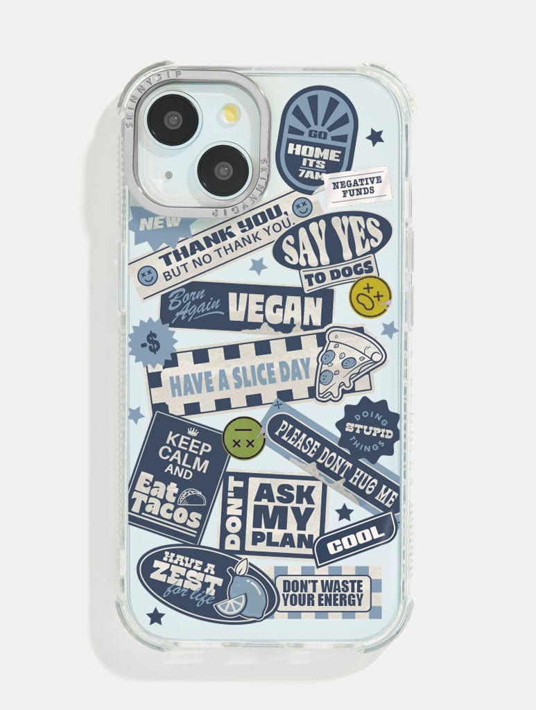 Blue Slogan Sticker Shock iPhone Case Phone Cases Skinnydip London