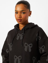 Bow Diamante Hoodie in Black Hoodies & Sweatshirts Skinnydip London