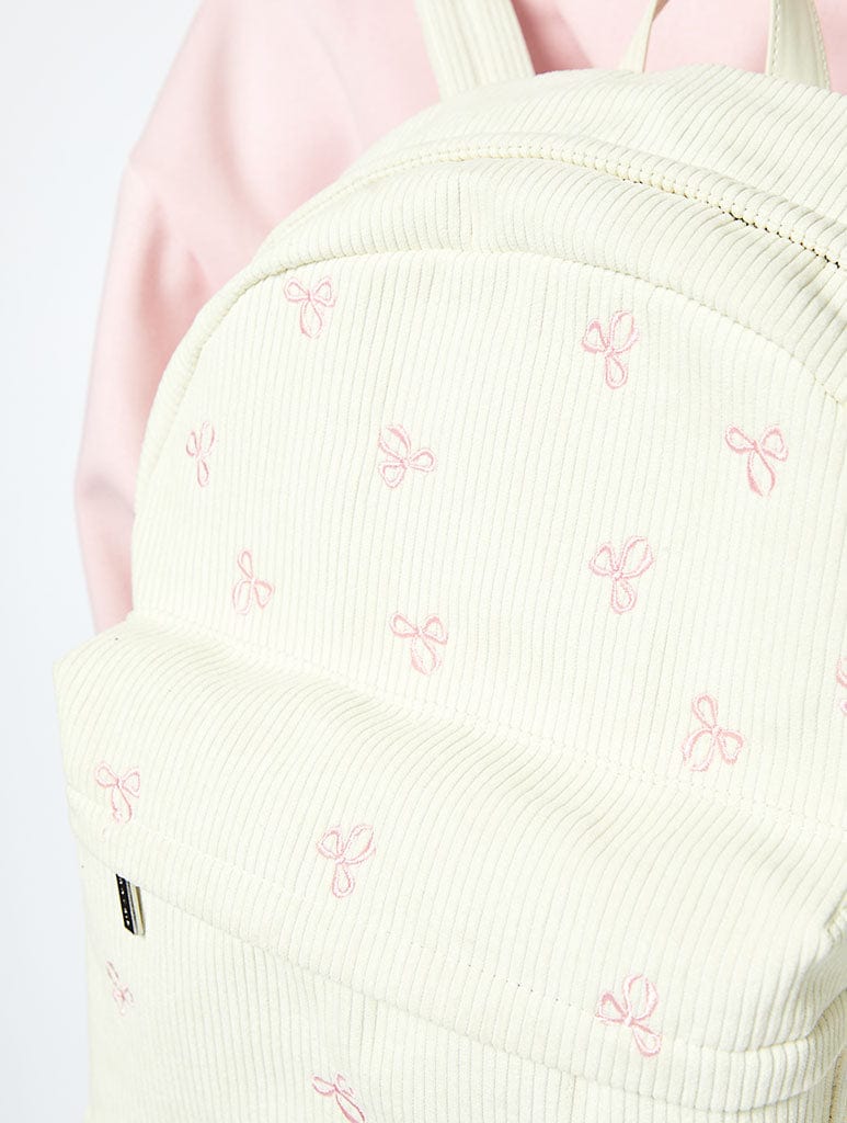 Bow Embroidered Backpack in Cream Bags Skinnydip London