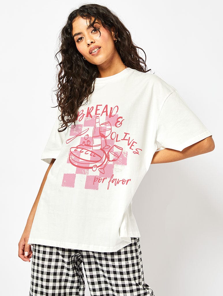 Bread & Olives T-Shirt in Ecru Tops & T-Shirts Skinnydip London