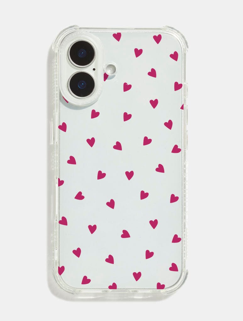 Burgundy Ditsy Hearts Shock iPhone Case Phone Cases Skinnydip London