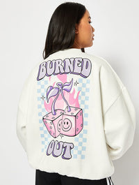 Burned Out Ecru Oversized Sweatshirt Hoodies & Sweatshirts Skinnydip London