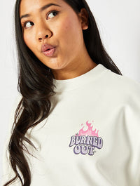 Burned Out Ecru Oversized Sweatshirt Hoodies & Sweatshirts Skinnydip London