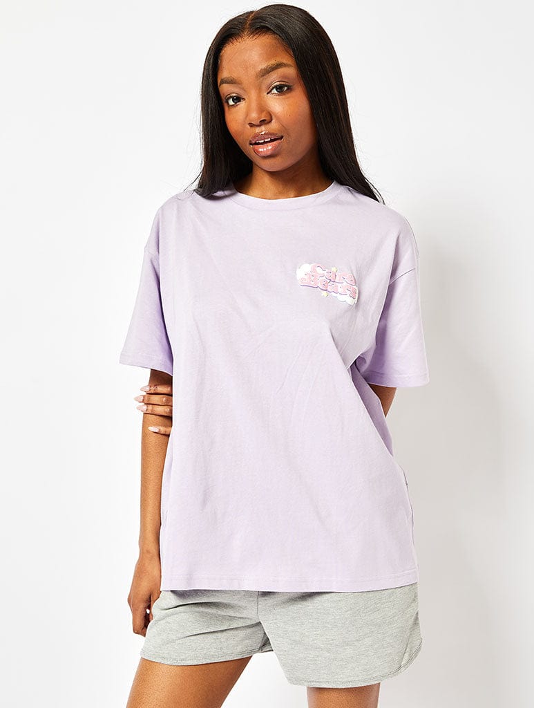 Care Bears Varsity T-Shirt in Lilac Tops & T-Shirts Skinnydip London