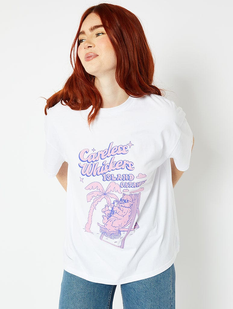 Careless Whiskers Oversized White T-Shirt Tops & T-Shirts Skinnydip London