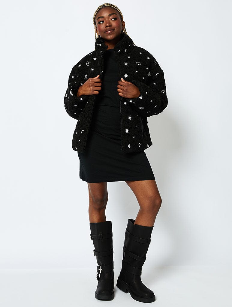 Celestial Borg Puffer in Black Jackets For Crystal Girlies Skinnydip London