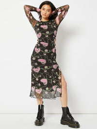 Charming Chain Heart Mesh Midi Dress Dresses Skinnydip London