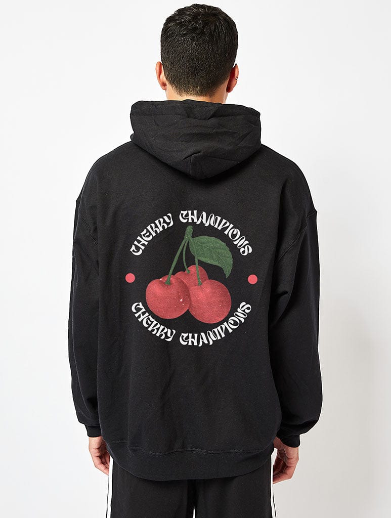 Cherry Champions Hoodie in Black Hoodies & Sweatshirts Skinnydip London