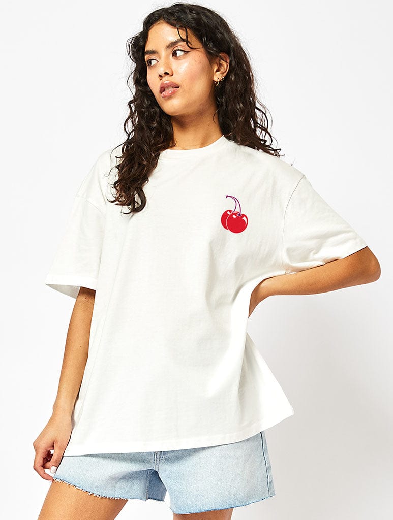 Cherry Coke T-Shirt In Ecru Tops & T-Shirts Skinnydip London