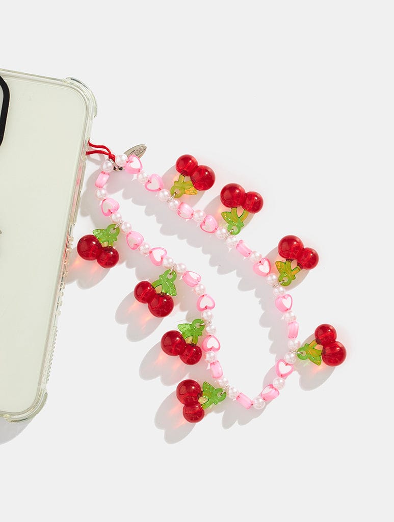 Cherry Heart Beaded Strap Phone Grips Skinnydip London