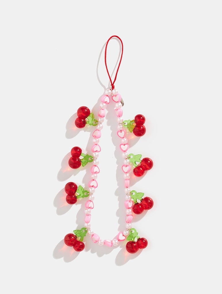 Cherry Heart Beaded Strap Phone Grips Skinnydip London